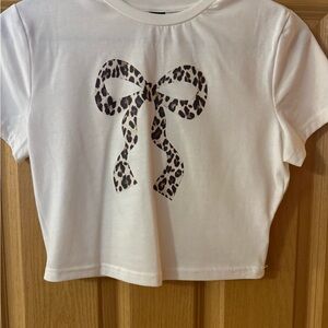 Leopard Bow White Women’s T-Shirt